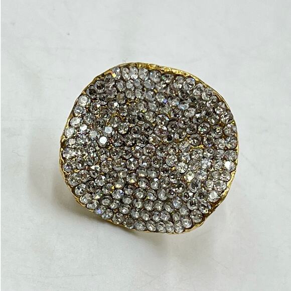 Womens Wavey Cocktail Pave Rhinestone Wire Wrapped Ring Round Setting Sz 8 - Picture 2 of 8